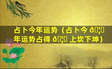 占卜今年运势（占卜今 🦉 年运势占得 🦟 上坎下坤）